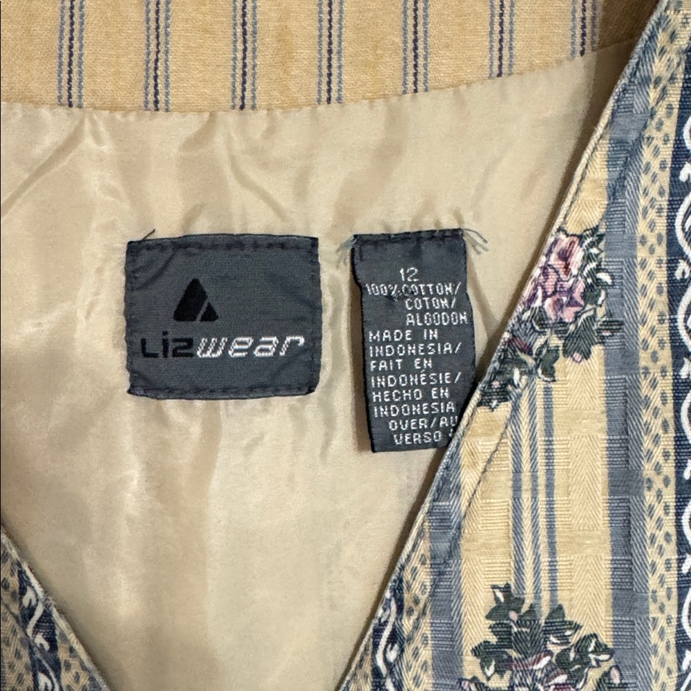 Vintage 90s Lizwear Floral Patchwork Vest Cottagecore Prairie Button Front - Picture 2 of 4